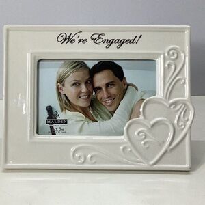 Malden 'We're Engaged!' Cream 4x6 Photo Frame